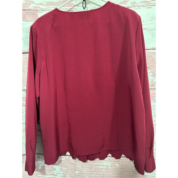 Vintage 80’s Joanna Blouse Cranberry Size XL - Picture 4 of 7